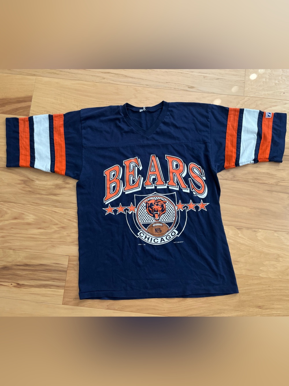 LOGO 7 Chicago Bears Navy and Orange Short Sleeve Graphic Tee